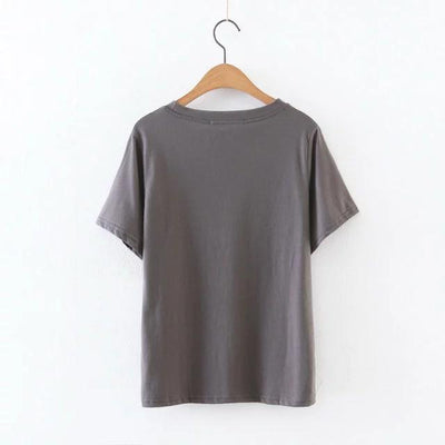 Cartoon Character Print Pure Cottong O-neck T-shirt