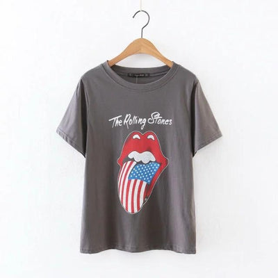Cartoon Character Print Pure Cottong O-neck T-shirt