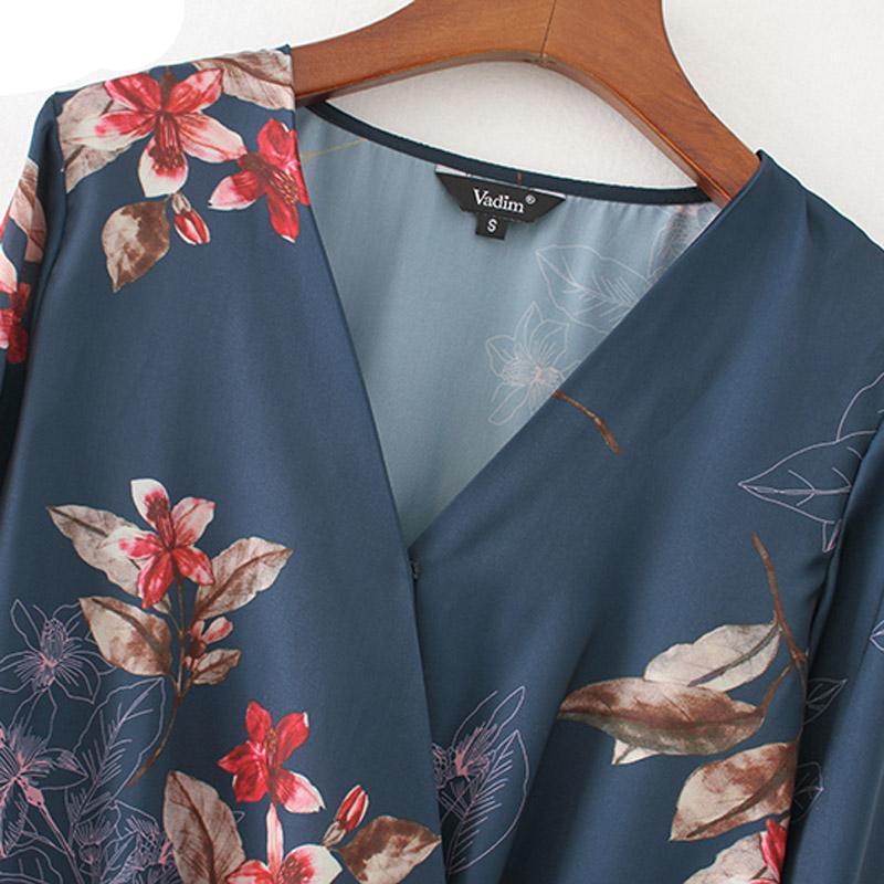 Sexy Deep V Neck Floral Print Bodysuit Shirt