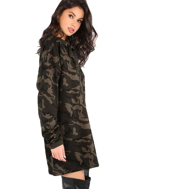 Oversized Lace Up Long Sleeve Sweatshirt