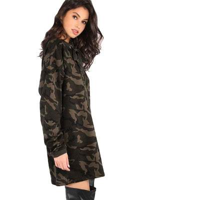 Oversized Lace Up Long Sleeve Sweatshirt