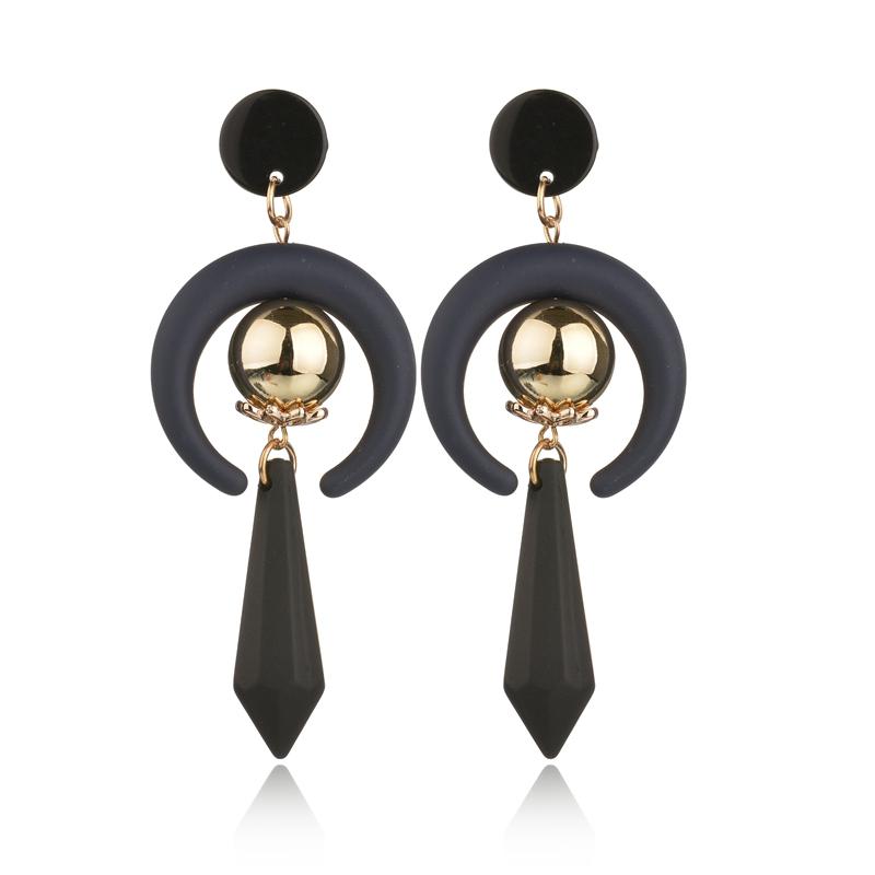 Pop Spring Moon Pattern Gold Ball Earrings