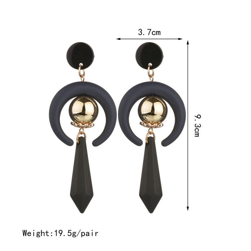 Pop Spring Moon Pattern Gold Ball Earrings
