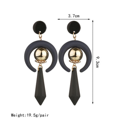 Pop Spring Moon Pattern Gold Ball Earrings