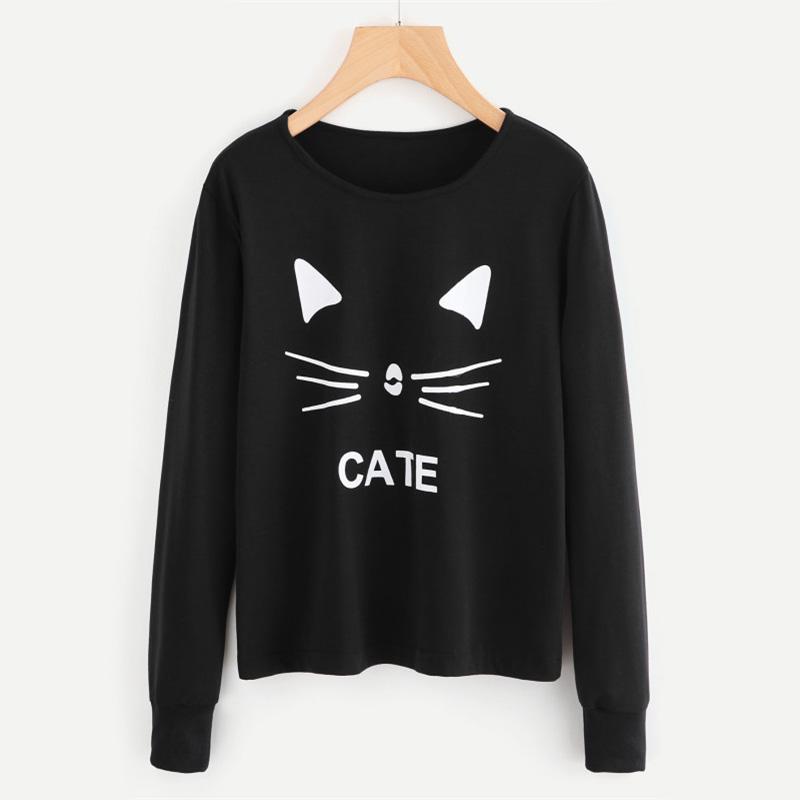 Cat Print Pullover & Sweatpants Set