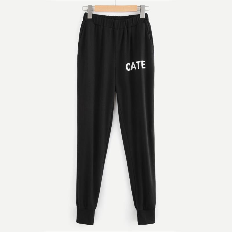 Cat Print Pullover & Sweatpants Set