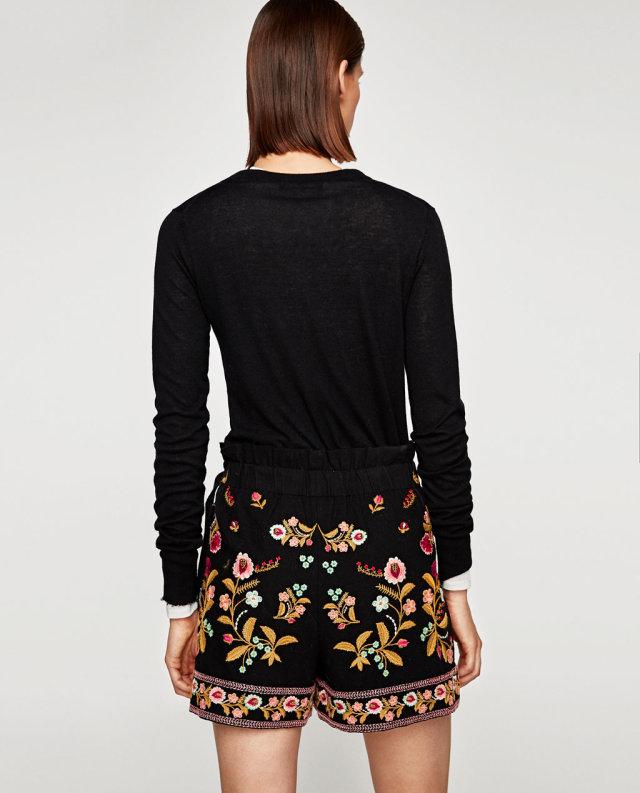 Floral Embroidery Rivet Lace-up Skirts
