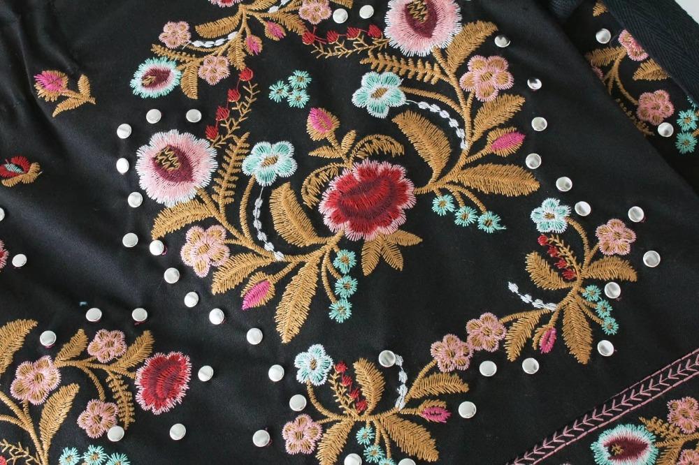 Floral Embroidery Rivet Lace-up Skirts