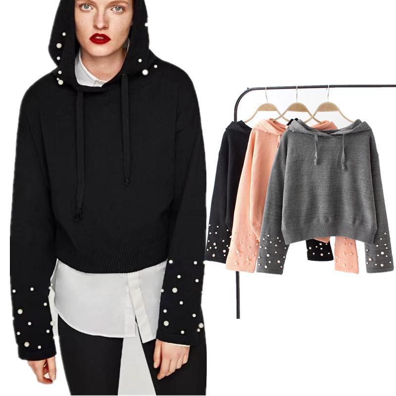 Vintage Street Pearl Decoration Knitting Sweater