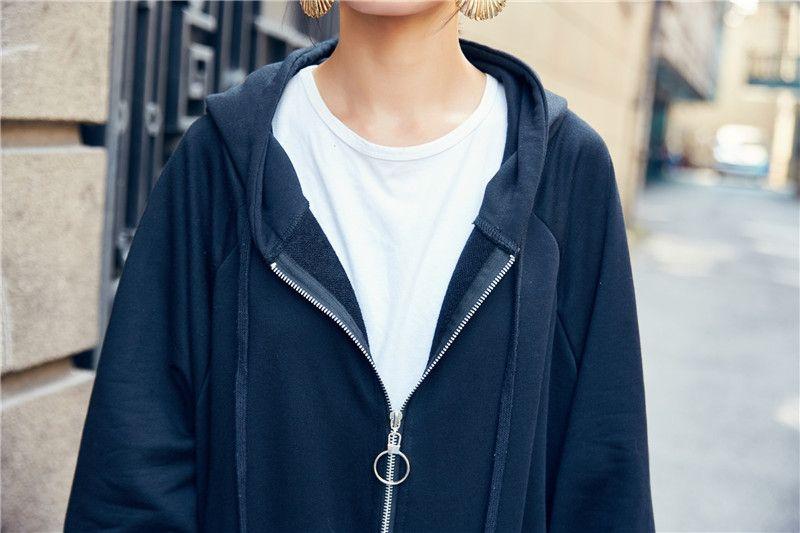 Women Long Zipper Front Sweatshirt