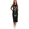 Cat Print Sleeveless Round Neck Shift Tank Long Dress