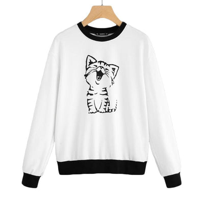 Cat Print Pullover Cute Women Sweatshirt