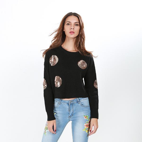 Winter Dot Asymmetrical Knitted Pullover Sweaters