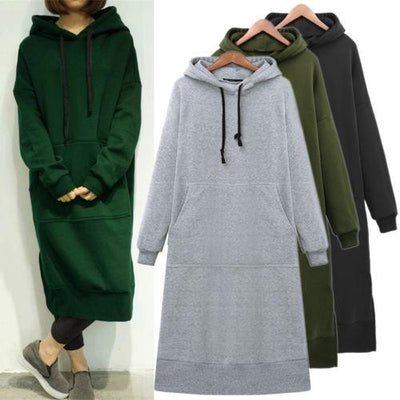 Warm Long Sleeve Loose Pocket Cotton Sweatshirt