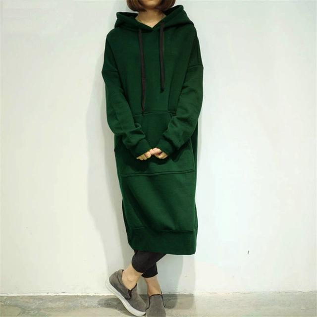 Warm Long Sleeve Loose Pocket Cotton Sweatshirt