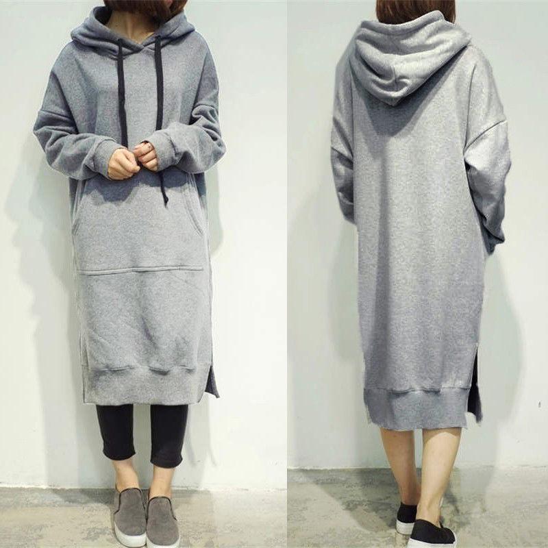 Warm Long Sleeve Loose Pocket Cotton Sweatshirt