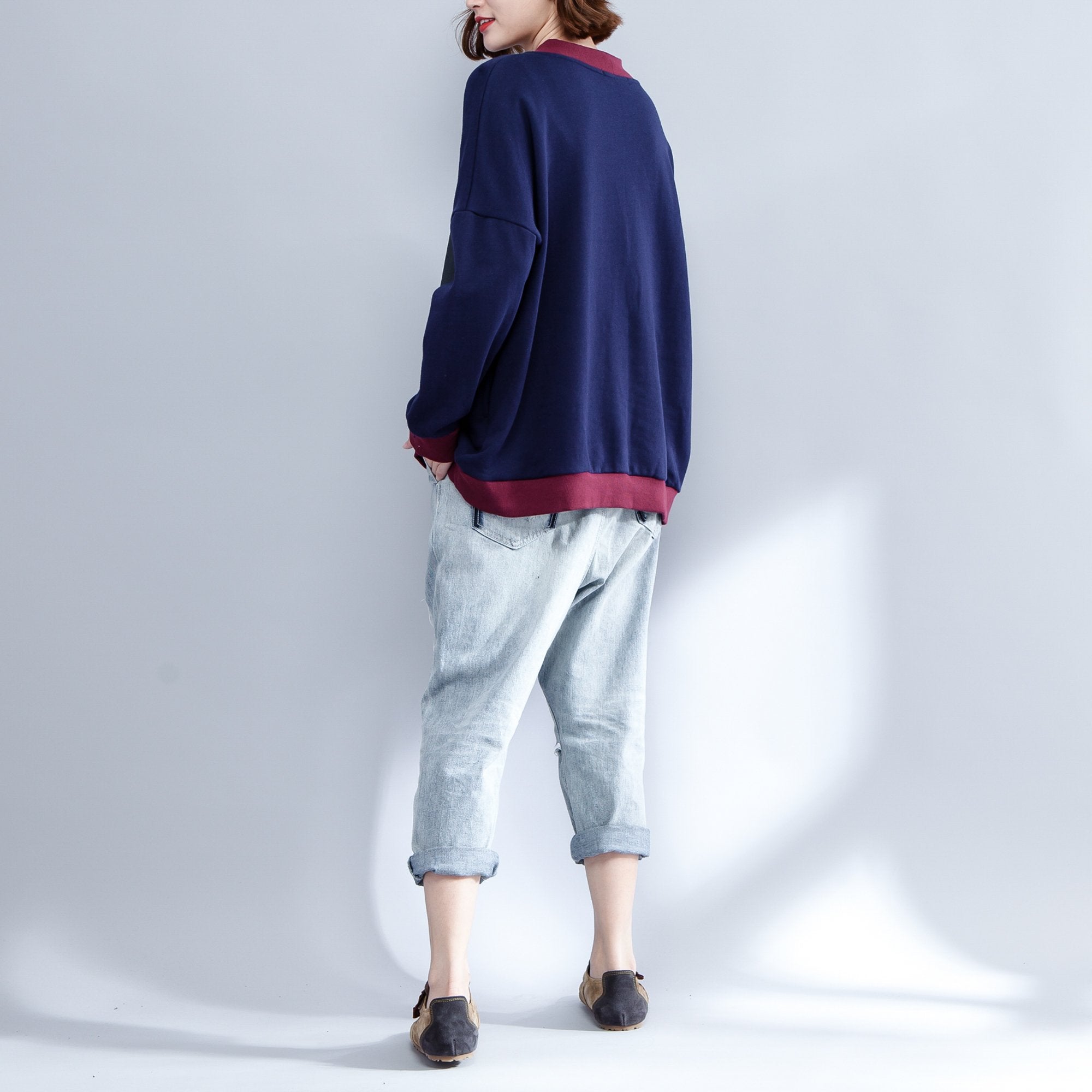 Women Print Cartoon Animal Hip Hop Worsted Pullovers