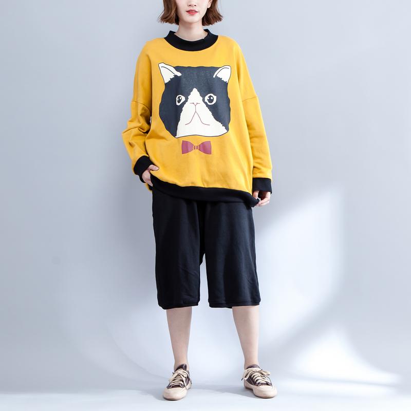 Women Print Cartoon Animal Hip Hop Worsted Pullovers