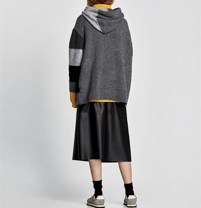 Oversize Woman Hooded Pullovers Long Sleeve Sweaters