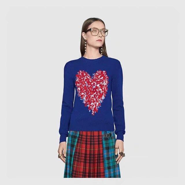 Love Jacquard Butterfly Women Pullovers