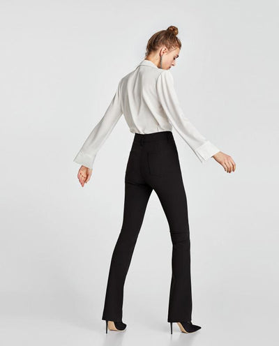 Long Sleeve Sexy Deep V-neck Solid Color Tops