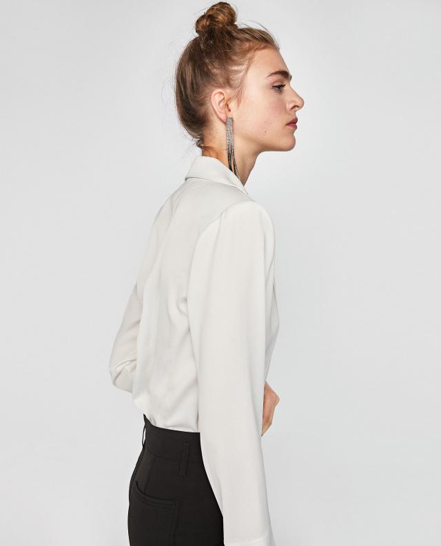 Long Sleeve Sexy Deep V-neck Solid Color Tops