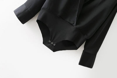 Long Sleeve Sexy Deep V-neck Solid Color Tops