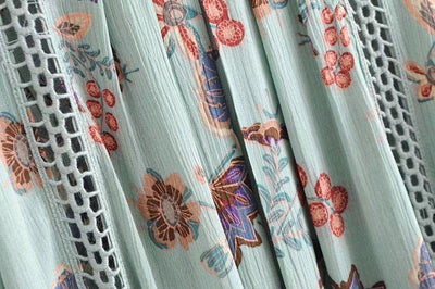 Bohemian Style Printing Of Floral Batwing Loose Beach Dress