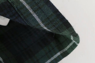 England Style Green Plaid Floral Embroidery In Bust Party Dress