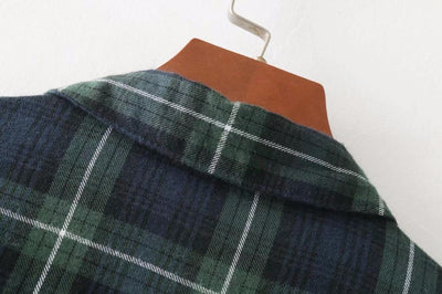 England Style Green Plaid Floral Embroidery In Bust Party Dress