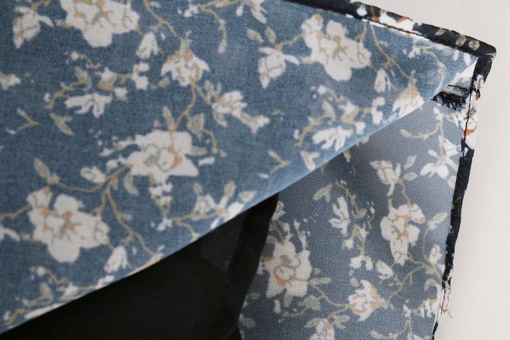 Perspective Printing Of Floral Stand Collar Party Dress