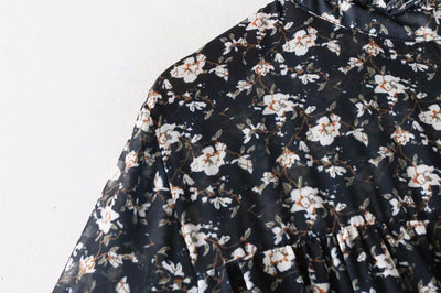 Perspective Printing Of Floral Stand Collar Party Dress