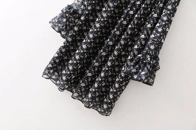 Perspective Printing Of Floral Stand Collar Party Dress