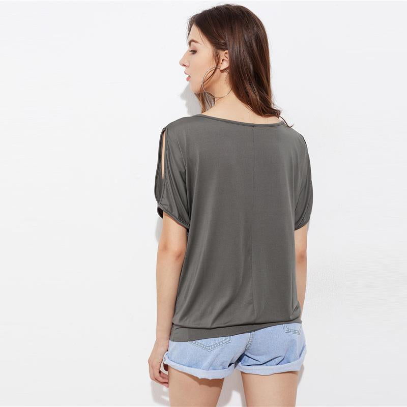 Feather Print Scoop Neck Short Sleeve Tribal Tops