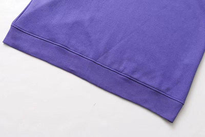 High Street Purple Color O-neck Loose Drop-shoulder Tops