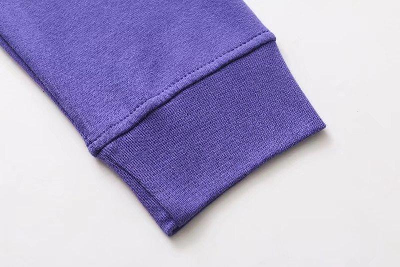 High Street Purple Color O-neck Loose Drop-shoulder Tops