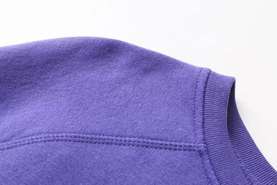High Street Purple Color O-neck Loose Drop-shoulder Tops