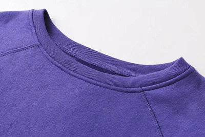High Street Purple Color O-neck Loose Drop-shoulder Tops