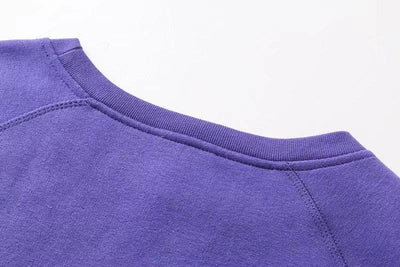 High Street Purple Color O-neck Loose Drop-shoulder Tops