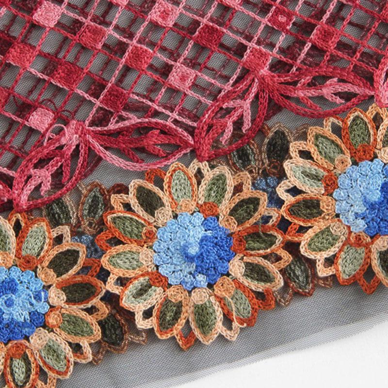 Flower Embroidery Mesh Crop Blouse