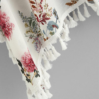 Floral Print Casual Half Sleeve Fringe Tops