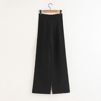 England Style Urban High Waist Double-breasted Collect Pants