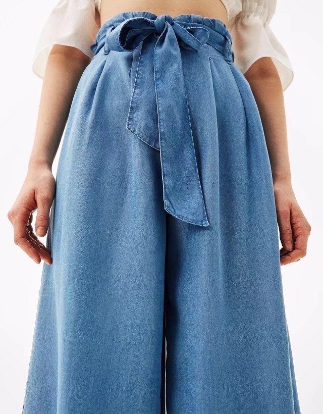 High Waist Sashes Collect Waist Wide Leg Pants