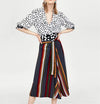 England Ethnic Styles Colorful Striped Loose Long Skirts