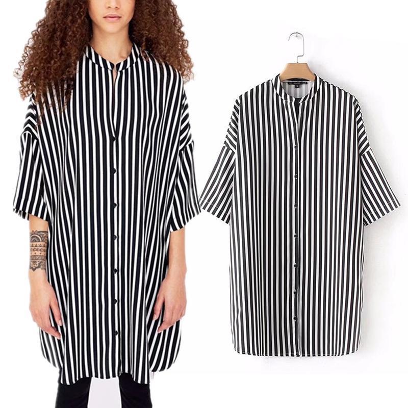 New Arrival High Street Black And White Striped Shirt