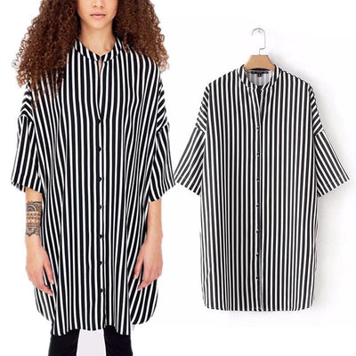 New Arrival High Street Black And White Striped Shirt