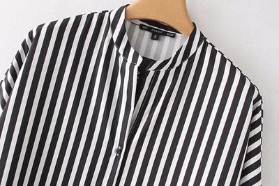 New Arrival High Street Black And White Striped Shirt