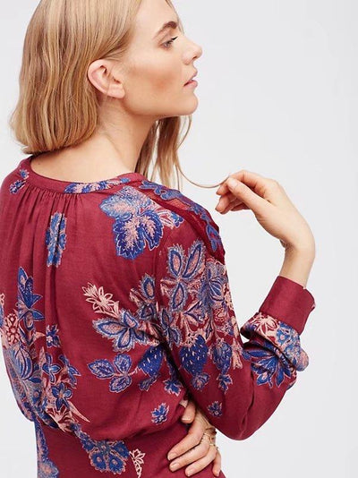 Floral Printing V-neck Spring And Summer Dress