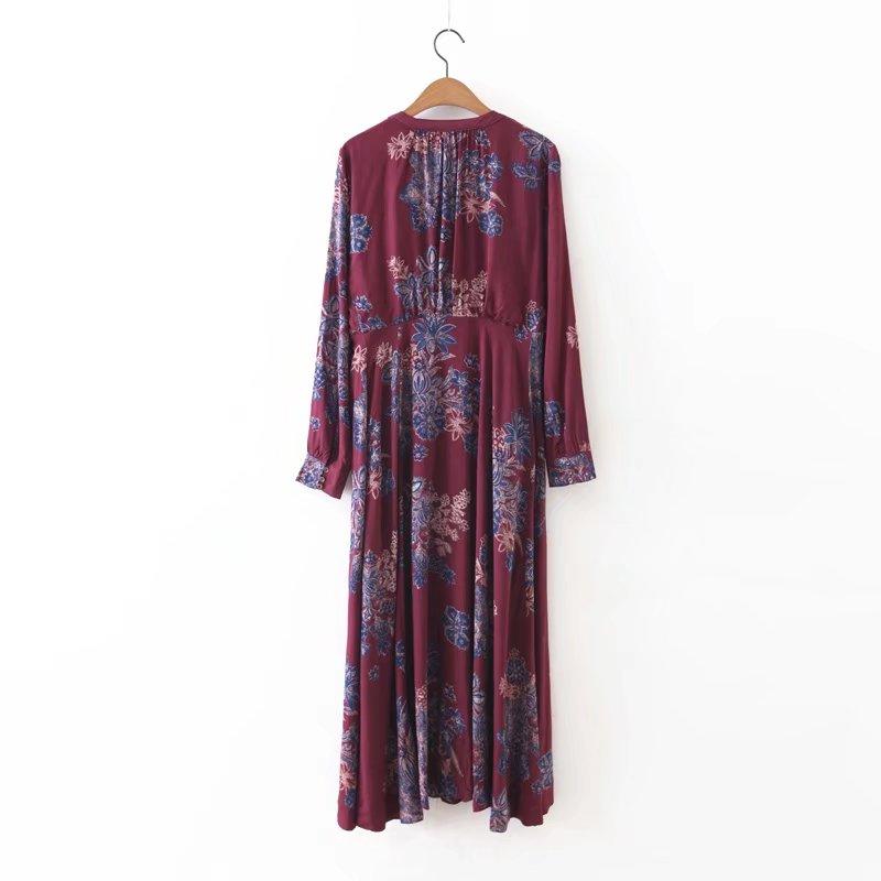 Floral Printing V-neck Spring And Summer Dress