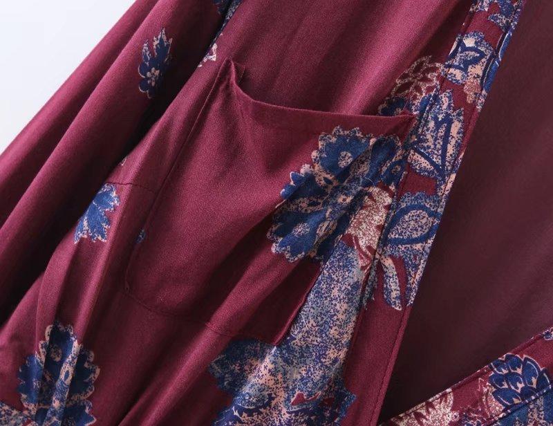 Floral Printing V-neck Spring And Summer Dress
